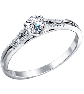 Помолвочное кольцо из белого золота с бриллиантами 1011249