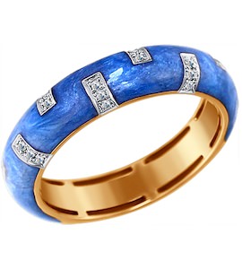 Синее кольцо с эмалью с бриллиантами 1011281
