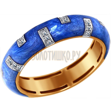 Синее кольцо с эмалью с бриллиантами 1011281