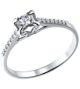 Помолвочное кольцо из белого золота с бриллиантами 1011330