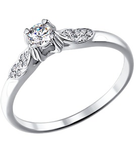 Помолвочное кольцо из белого золота с бриллиантами 1011332