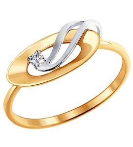 Кольцо из комбинированного золота с бриллиантом 1011342