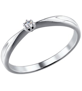 Помолвочное кольцо из белого золота с бриллиантом 1011344