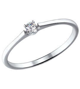 Помолвочное кольцо из белого золота с бриллиантом 1011355