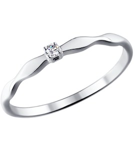 Помолвочное кольцо из белого золота с бриллиантом 1011361