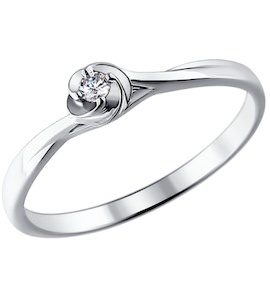 Помолвочное кольцо из белого золота с бриллиантом 1011369