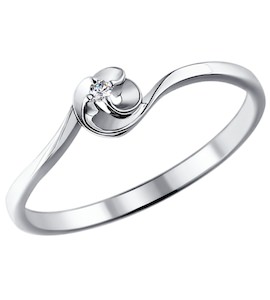 Помолвочное кольцо из белого золота с бриллиантом 1011375