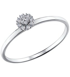 Тонкое помолвочное кольцо с бриллиантами 1011381