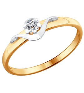 Кольцо из комбинированного золота с бриллиантом 1011400