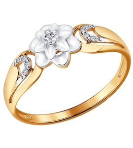 Кольцо из комбинированного золота с бриллиантами 1011401