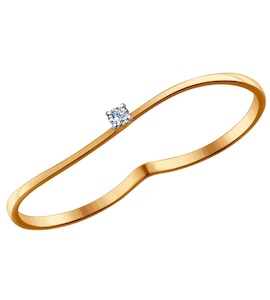 Кольцо на два пальца из золота с бриллиантом 1011426