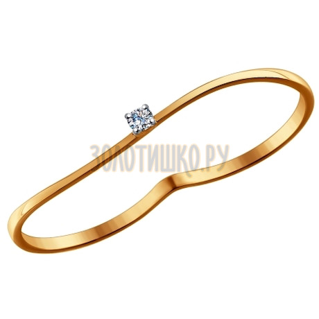 Кольцо на два пальца из золота с бриллиантом 1011426