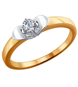 Кольцо из комбинированного золота с бриллиантом 1011432