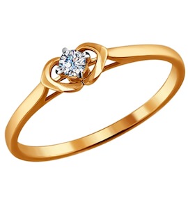 Кольцо из золота с бриллиантом 1011436