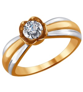 Кольцо из комбинированного золота с бриллиантом 1011456