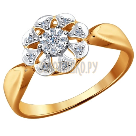 Кольцо из комбинированного золота с бриллиантами 1011488