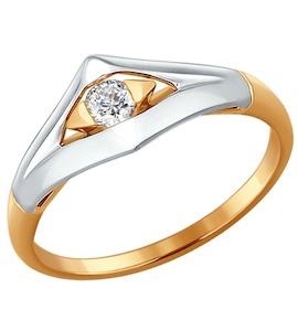 Кольцо из комбинированного золота с бриллиантом 1011512