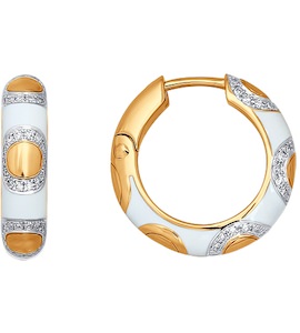 Серьги-кольца с эмалью и бриллиантами 1020730