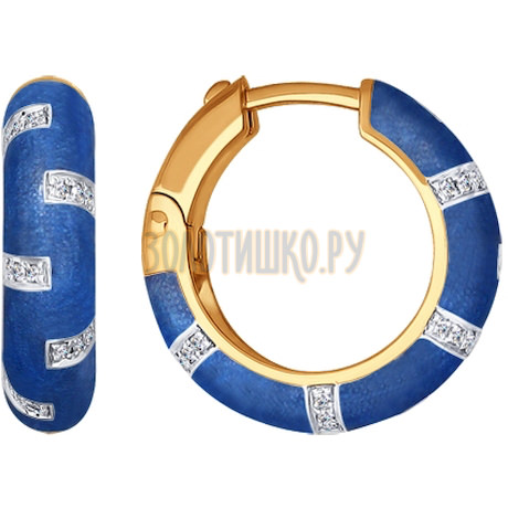 Синие серьги с эмалью и бриллиантами 1020835