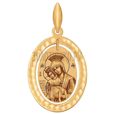Иконка из золота с алмазной гранью и лазерной обработкой 102111