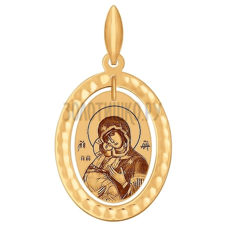 Иконка из золота с алмазной гранью и лазерной обработкой 102117