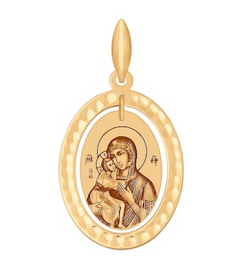 Иконка из золота с алмазной гранью и лазерной обработкой 102129