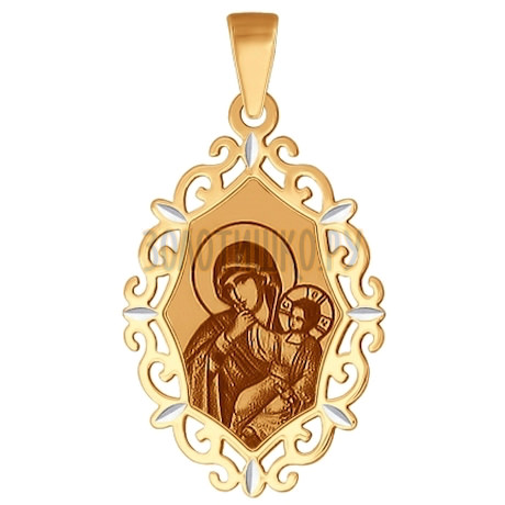 Иконка из золота с алмазной гранью и лазерной обработкой 102356