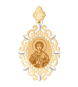 Иконка из золота с алмазной гранью и лазерной обработкой 102455