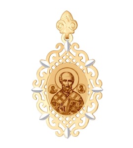 Иконка из золота с алмазной гранью и лазерной обработкой 102456