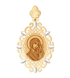 Иконка из золота с алмазной гранью и лазерной обработкой 102464