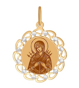Иконка из золота с алмазной гранью и лазерной обработкой 103383
