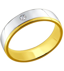 Обручальное кольцо из комбинированного золота с бриллиантом 1110056