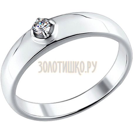 Обручальное кольцо из белого золота с бриллиантом 1110130