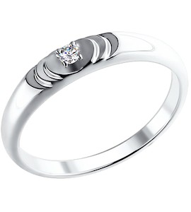 Обручальное кольцо из белого золота с бриллиантом 1110134