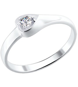 Оригинальное помолвочное кольцо из белого золота 1110140