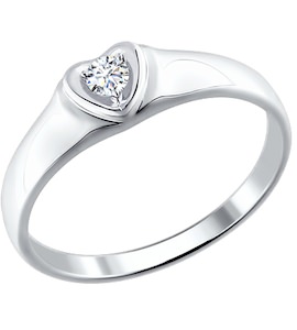 Помолвочное кольцо из белого золота с бриллиантом 1110142