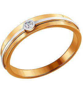 Кольцо из комбинированного золота с бриллиантом 1110145