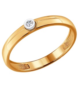 Обручальное кольцо из комбинированного золота с бриллиантом 1110164