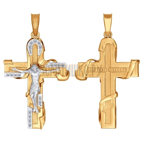 Крест из комбинированного золота с бриллиантами 1120009