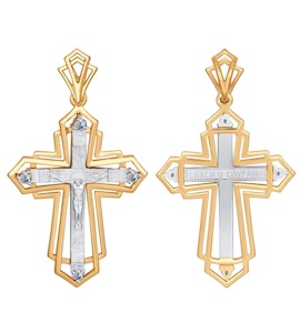 Крест из комбинированного золота с бриллиантами 1120036