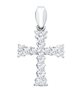 Крест из белого золота с бриллиантами 1120040