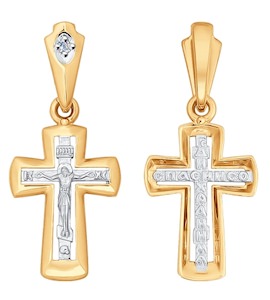 Крест из комбинированного золота с бриллиантом 1120080