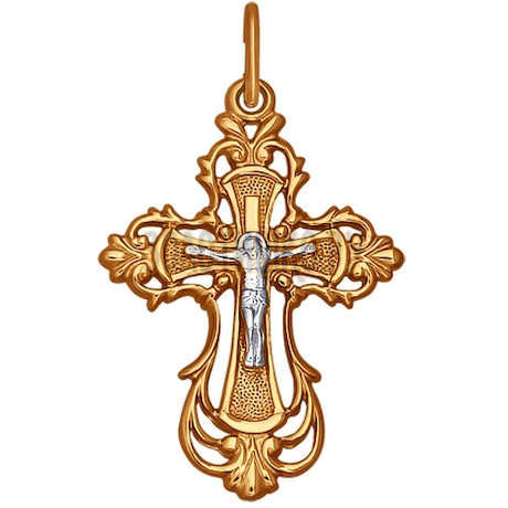 Крест из комбинированного золота 120126