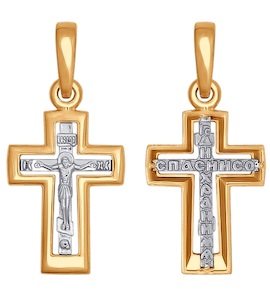 Крест из комбинированного золота 121326
