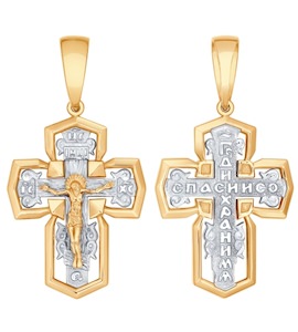 Крест из комбинированного золота 121330