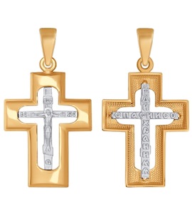 Крест из комбинированного золота 121338