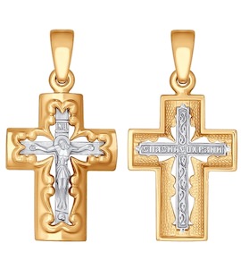Крест из комбинированного золота 121361