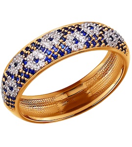 Кольцо из золота с бриллиантами и сапфирами 2010230