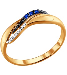 Кольцо из золота с бриллиантами и сапфирами 2010977