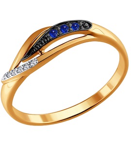 Кольцо из золота с бриллиантами и сапфирами 2010978